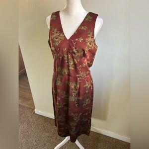 Vintage Y2K Floral Iridescent Midi Dress Dark Rust Whimsigoth Vamp Hoco OS EUC